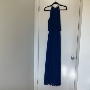 Xscape Royal Blue Halter Maxi Dress